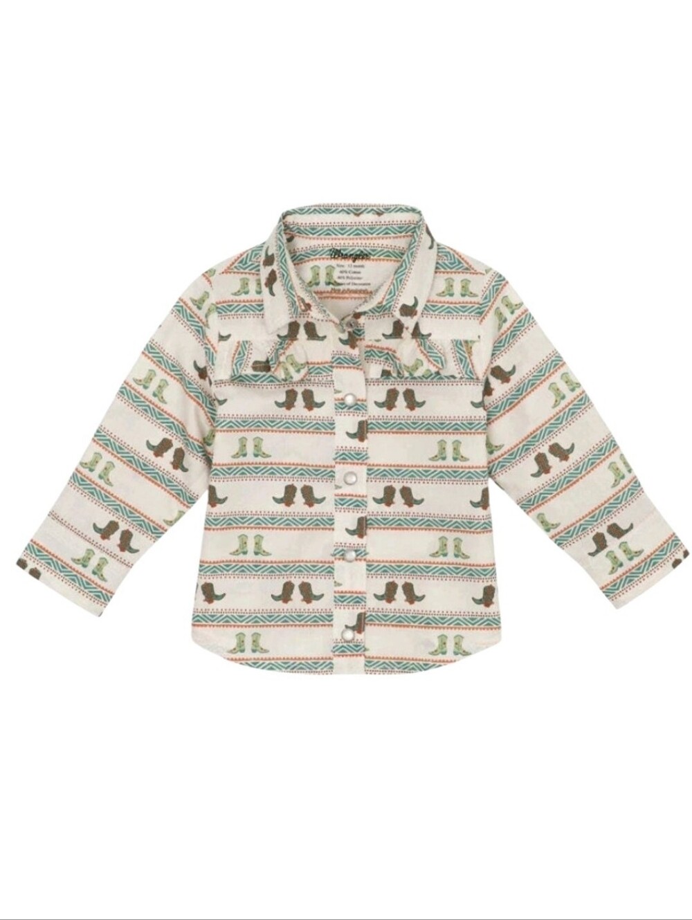 Girls Wrangler Cowboy Boots Button Front Shirt Sz 12 Months